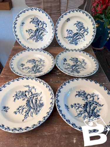 6 assiettes creuses Gien 1878 modèle Chardons