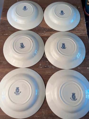 6 assiettes creuses Gien 1878 modèle Chardons