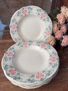 6 assiettes creuses K&G Lunéville modèle Florence