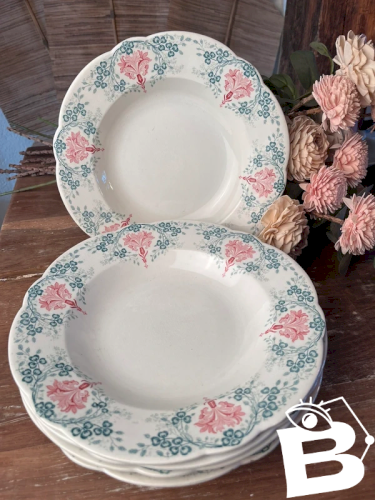 6 assiettes creuses K&G Lunéville modèle Florence