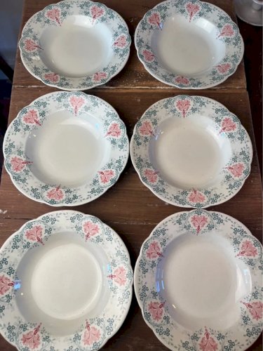 6 assiettes creuses K&G Lunéville modèle Florence