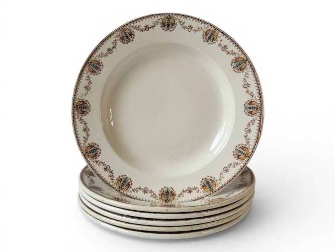 6 assiettes creuses Léon Graves Clairefontaine