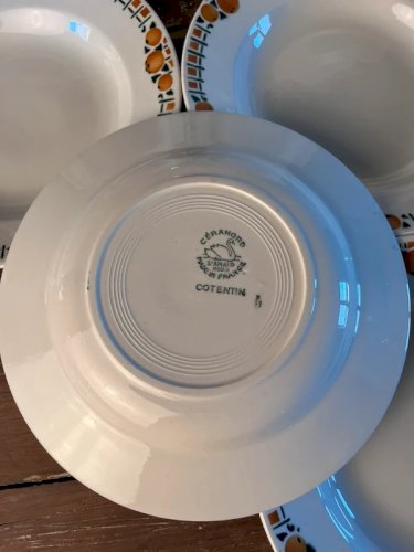 6 assiettes creuses Saint Amand Céranord modèle Cotentin