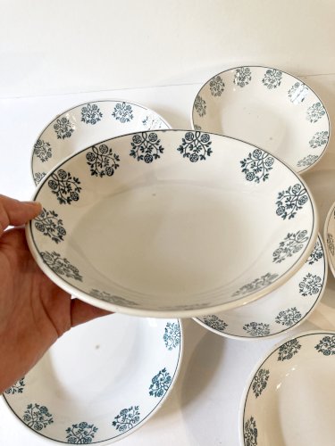 6 assiettes creuses Sarreguemines, modèle René