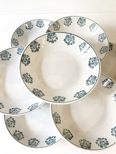 6 assiettes creuses Sarreguemines, modèle René