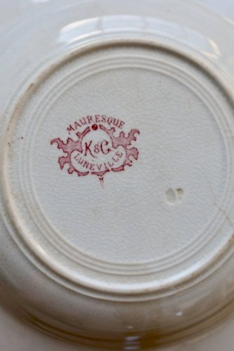 6 assiettes creuses terre de fer vintage Lunéville - “Mauresque” rouge