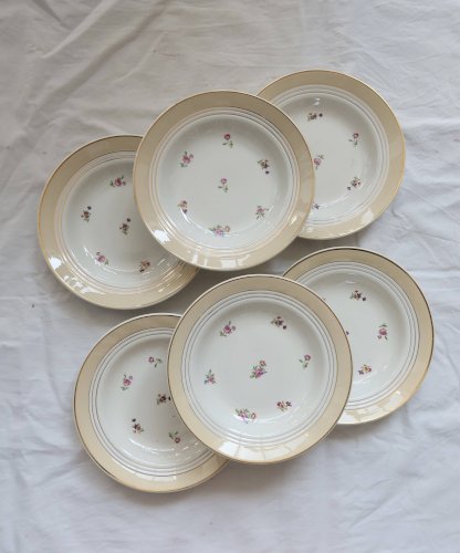 6 assiettes creuses vintage Céranord France « Cheverny » - Motif fleuri