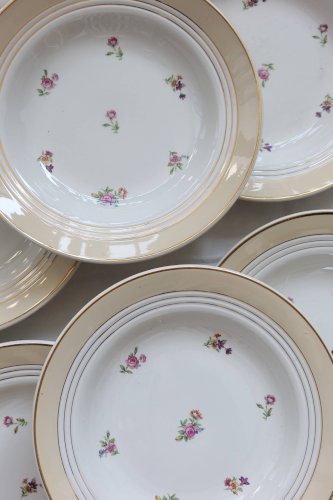 6 assiettes creuses vintage Céranord France « Cheverny » - Motif fleuri