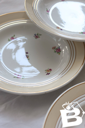 6 assiettes creuses vintage Céranord France « Cheverny » - Motif fleuri