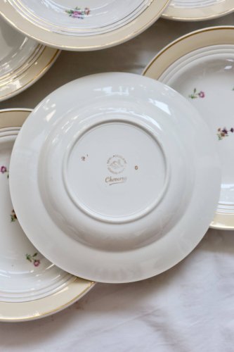 6 assiettes creuses vintage Céranord France « Cheverny » - Motif fleuri