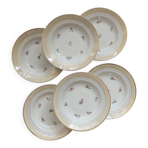 6 assiettes creuses vintage Céranord France « Cheverny » - Motif fleuri
