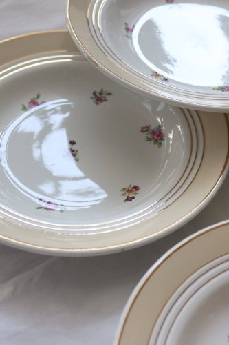 6 assiettes creuses vintage Céranord France « Cheverny » - Motif fleuri