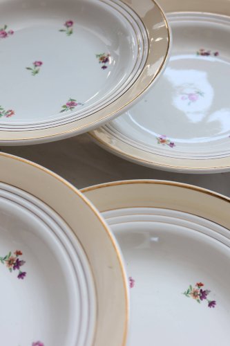 6 assiettes creuses vintage Céranord France « Cheverny » - Motif fleuri