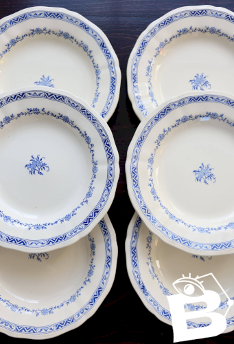6 assiettes creuses vintage Gien – Modèle “Royal”