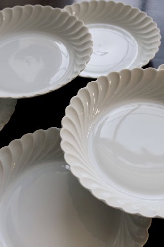 6 assiettes creuses vintage porcelaine blanche torsadée Limoges Haviland