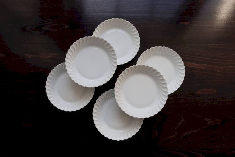 6 assiettes creuses vintage porcelaine blanche torsadée Limoges Haviland