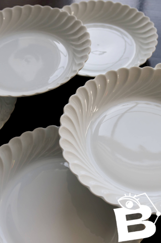 6 assiettes creuses vintage porcelaine blanche torsadée Limoges Haviland