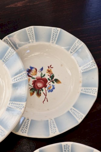 6 assiettes creuses vintage Sarreguemines “Claude” - Faïence à décor floral