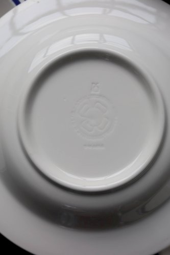 6 assiettes creuses vintage style bistrot porcelaine bleue et blanche