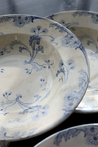 6 assiettes creuses vintage terre de fer Lunéville - Modèle Marie-Louise