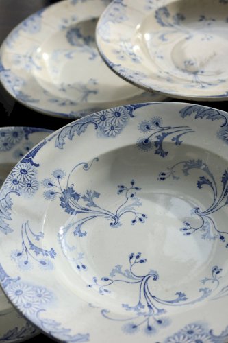 6 assiettes creuses vintage terre de fer Lunéville - Modèle Marie-Louise