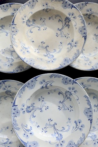 6 assiettes creuses vintage terre de fer Lunéville - Modèle Marie-Louise