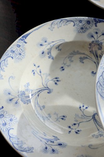 6 assiettes creuses vintage terre de fer Lunéville - Modèle Marie-Louise