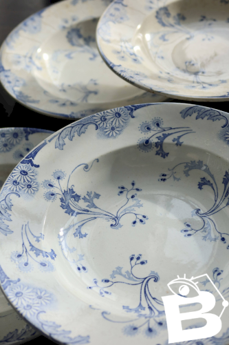 6 assiettes creuses vintage terre de fer Lunéville - Modèle Marie-Louise