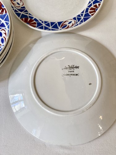 6 assiettes de service, Sarreguemines, modèle Robinson