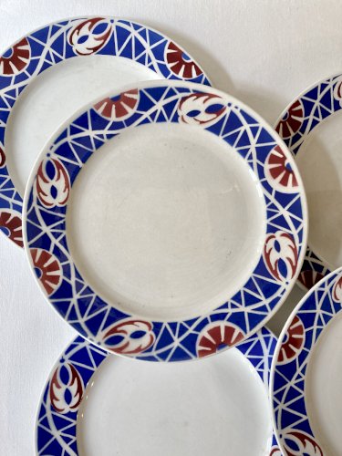 6 assiettes de service, Sarreguemines, modèle Robinson