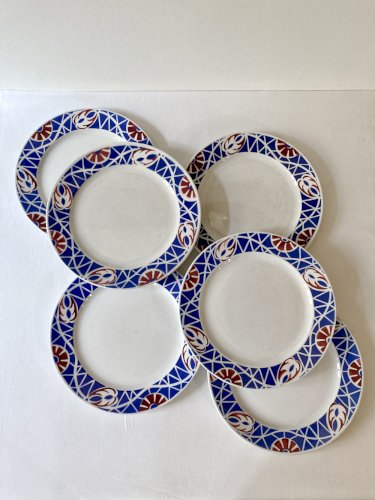 6 assiettes de service, Sarreguemines, modèle Robinson