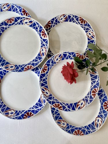 6 assiettes de service, Sarreguemines, modèle Robinson