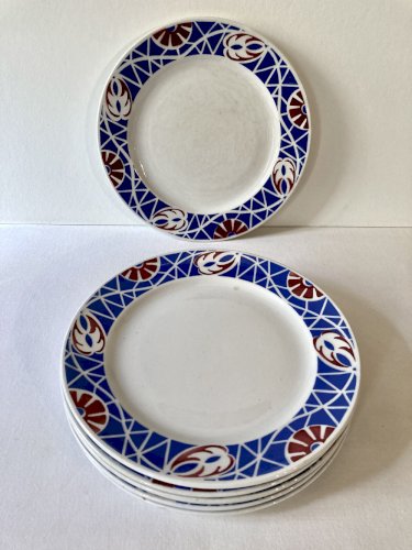 6 assiettes de service, Sarreguemines, modèle Robinson
