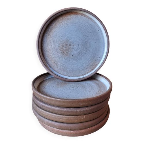 6 assiettes en grès de Ratilly / J&N Pierlot / Puisaye