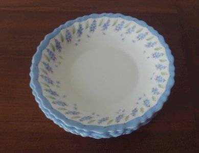  6 BLUE FLOWER PLATES hollow forget-me-not caps 58324 ARCOPAL
