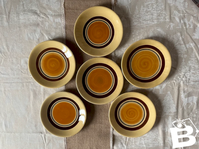 6 assiettes Gien « Gallia » 1960/70