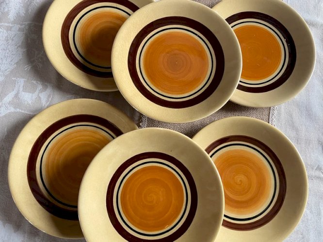 6 assiettes Gien « Gallia » 1960/70