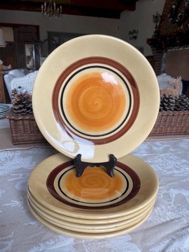 6 assiettes Gien « Gallia » 1960/70