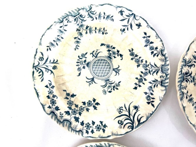 6 Assiettes Minton Montrose – Faïence bleu et blanc – 19e siècle – 20,2 cm