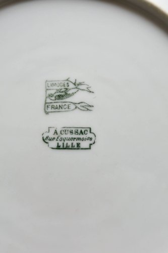 6 assiettes monogrammées anciennes en porcelaine de Limoges