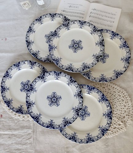 6 assiettes plates antiques faience Bordeaux Jules Vieillard et Longwy