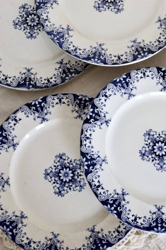 6 assiettes plates antiques faience Bordeaux Jules Vieillard et Longwy