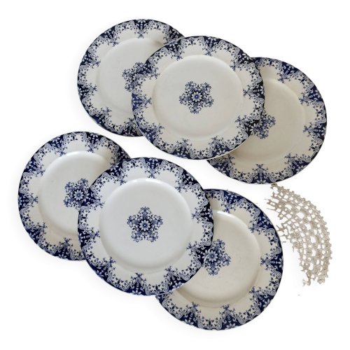 6 assiettes plates antiques faience Bordeaux Jules Vieillard et Longwy