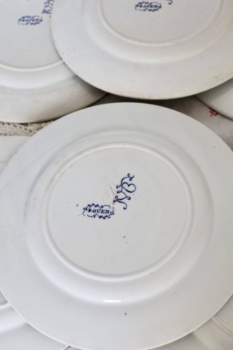 6 assiettes plates antiques faience Bordeaux Jules Vieillard et Longwy