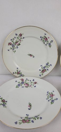 6 assiettes plates décor aux barbeaux