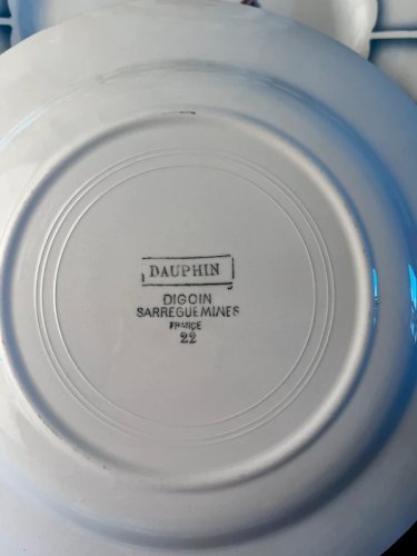 6 assiettes plates Digoin Sarreguemines modèle Dauphin