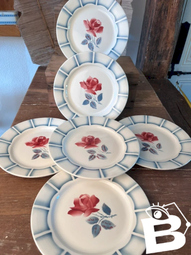 6 assiettes plates Digoin Sarreguemines modèle Dauphin