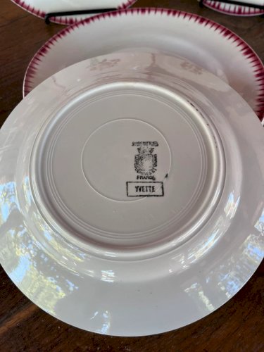 6 assiettes plates Digoin Sarreguemines modèle Yvette