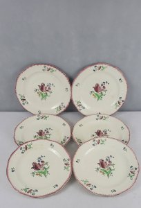 6 assiettes plates en faïence de Gien modèle Lorraine