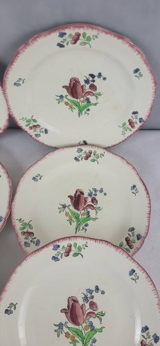 6 assiettes plates en faïence de Gien modèle Lorraine